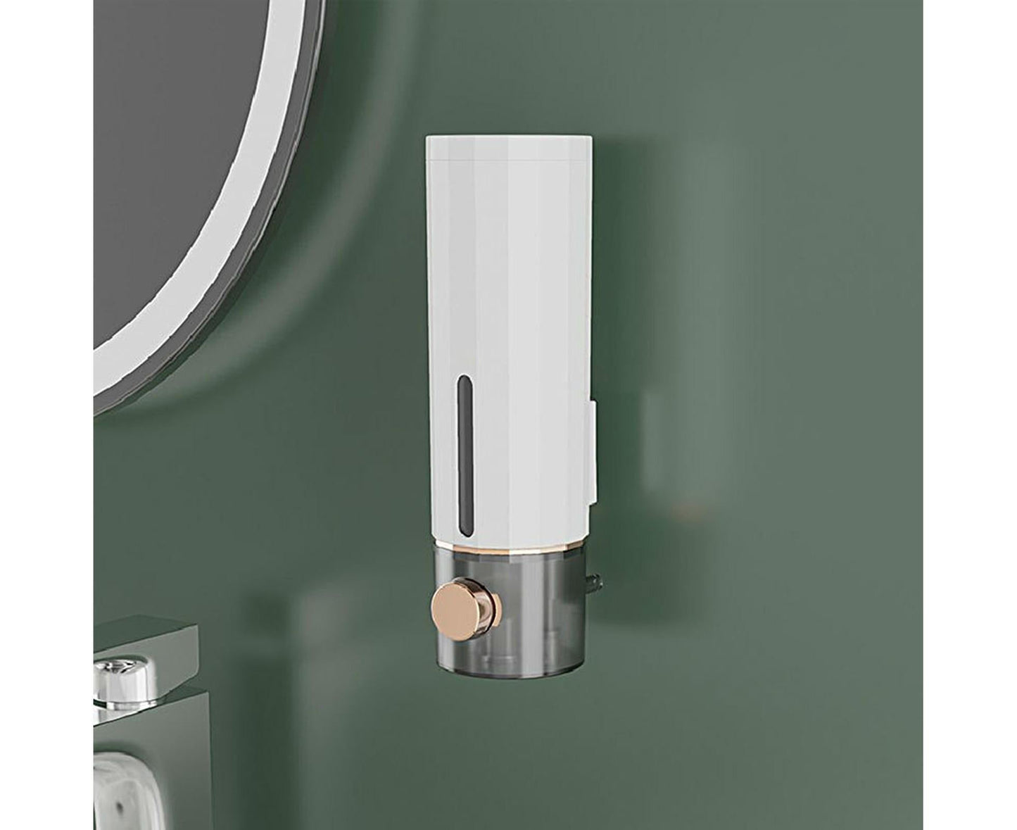 Soap Dispenser Wall Mounted Punch-free Visible Window Press Type Large Capacity Shampoo Conditioner Shower Gel Container for Bathroom-White
