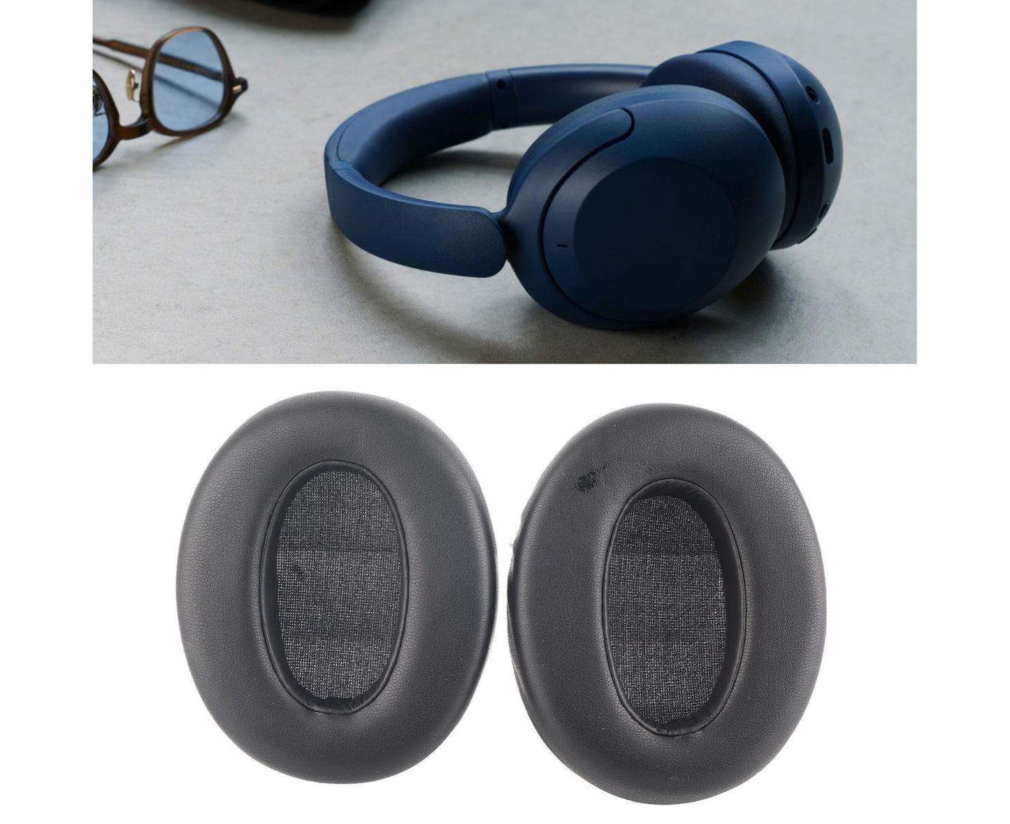 Ear Cushions Replacement Soft Protein Leather Noise Isolation Foam Thickened Pads for WH XB910N Headphones Black