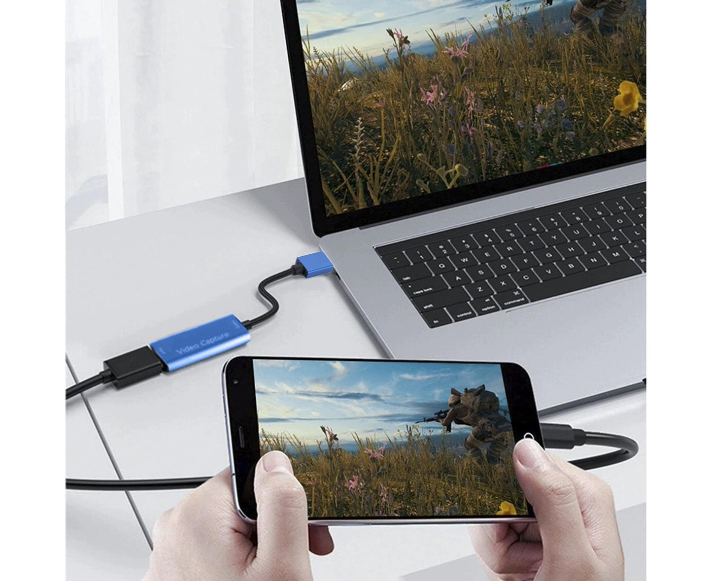 Video Capture Card Portable High Resolution Low Latency HDMI-compatible to USB 3.0 Game Capture Device for Live Streaming - Blue