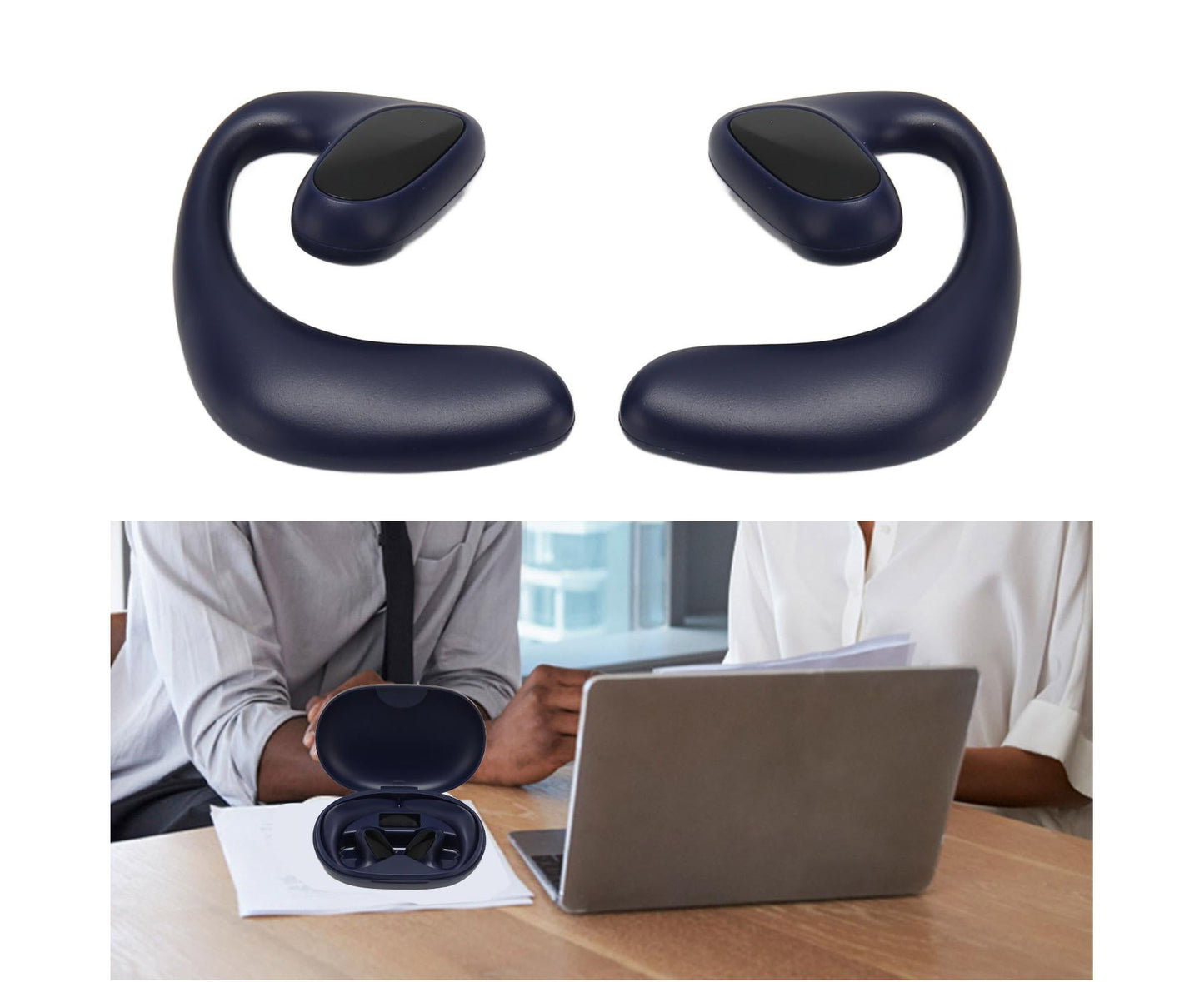 Bluetooth Translator Headphones 144 Languages Stereo Translation Earphone with Charging Case for Android IOS Blue