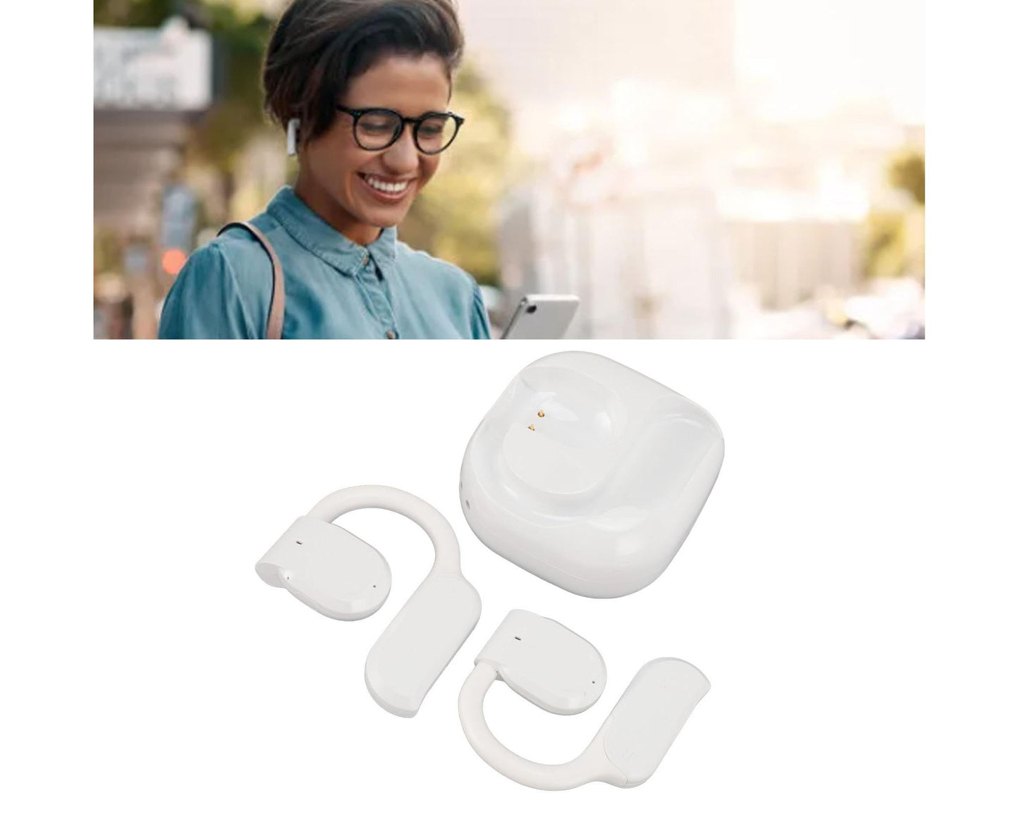 Language Translator Earbuds 144 3 Translation Modes Real Time Headphones for Android IOS White
