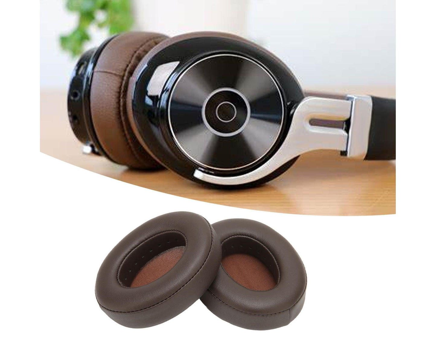 Replacement Ear Cushion Protein Leather Wearproof Headphone Pads for Edifier W855BT Brown