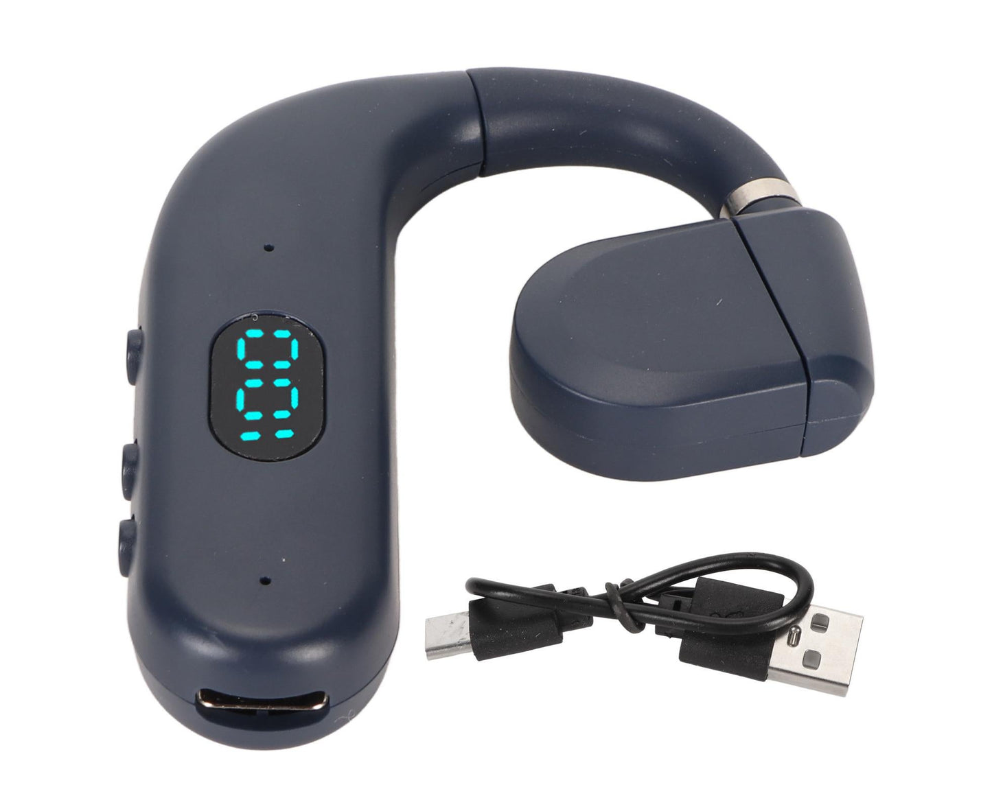 Bluetooth Headset BT 5.3 Noise Cancelling HD Calls Long Battery Life Single Ear Earpiece for Business Sports Game Blue