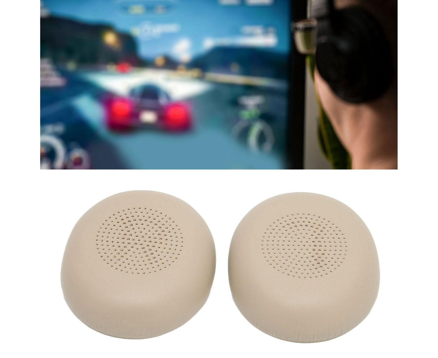 Headphone Earpads Professional Protein Leather Replacement Ear Pad Cushions for Jabra ELITE 45h Headphones Gold
