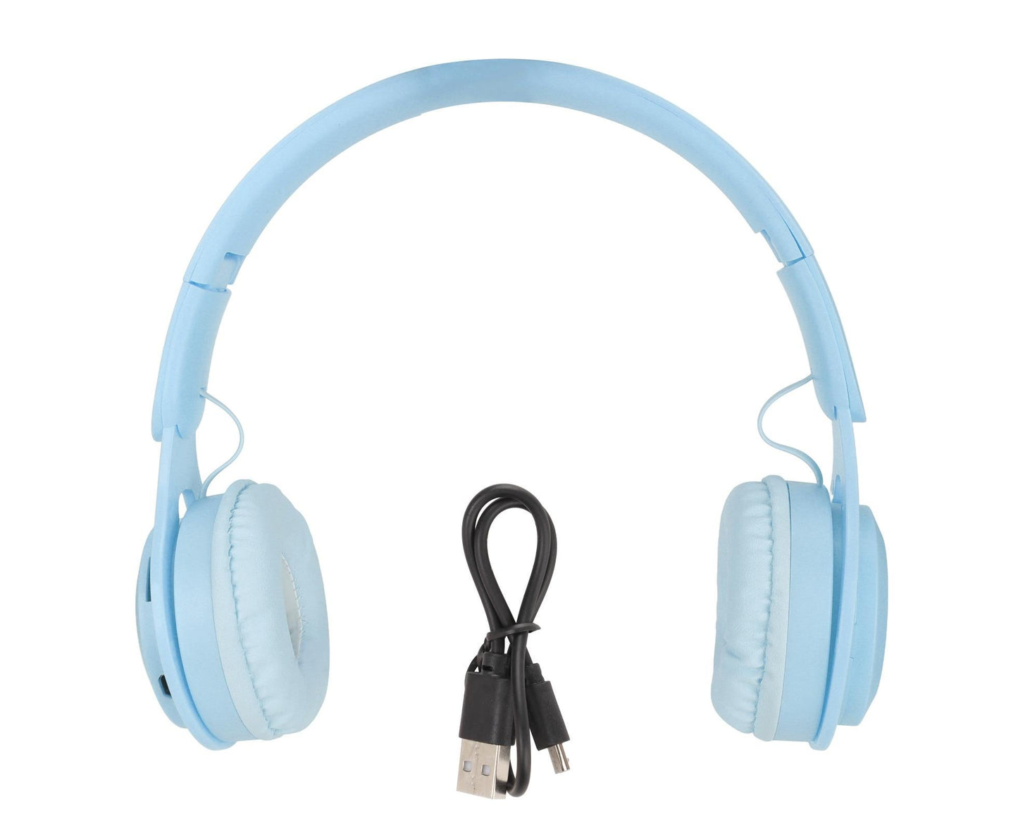 Y08 babies Headphone Macaron Stylish Stereo Sound Foldable Plug in Card Bluetooth Over Ear Headphones Blue