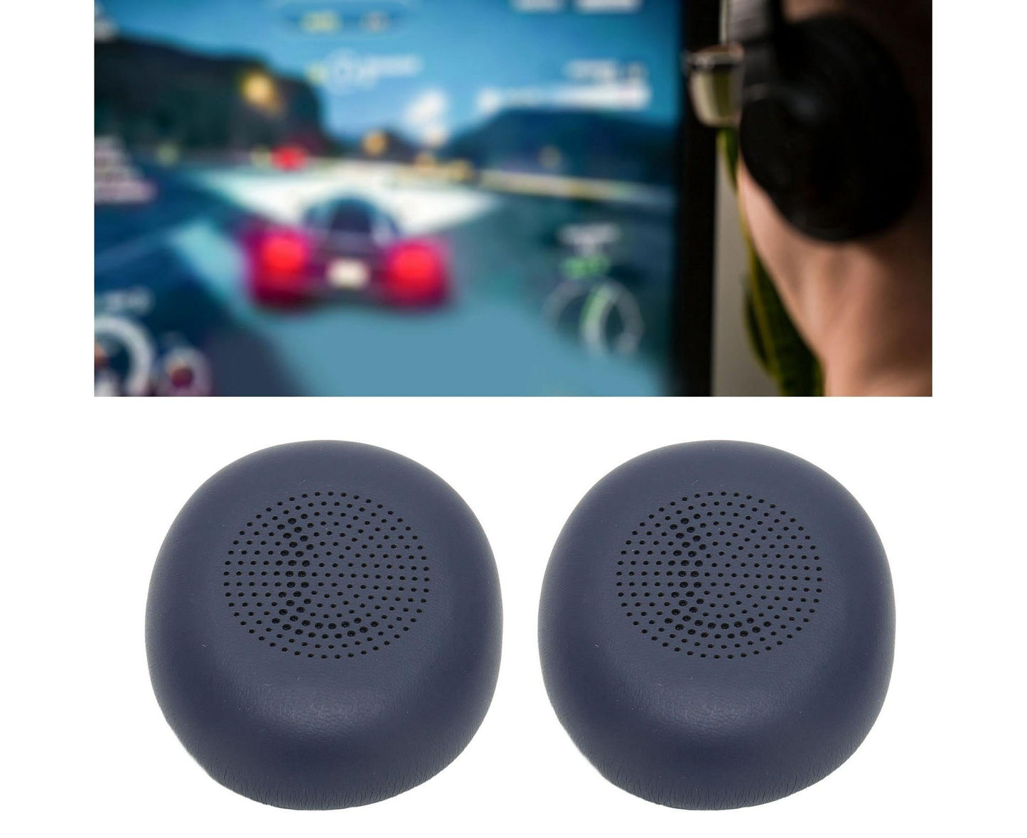 Headphone Earpads Professional Protein Leather Replacement Ear Pad Cushions for Jabra ELITE 45h Headphones Dark Blue