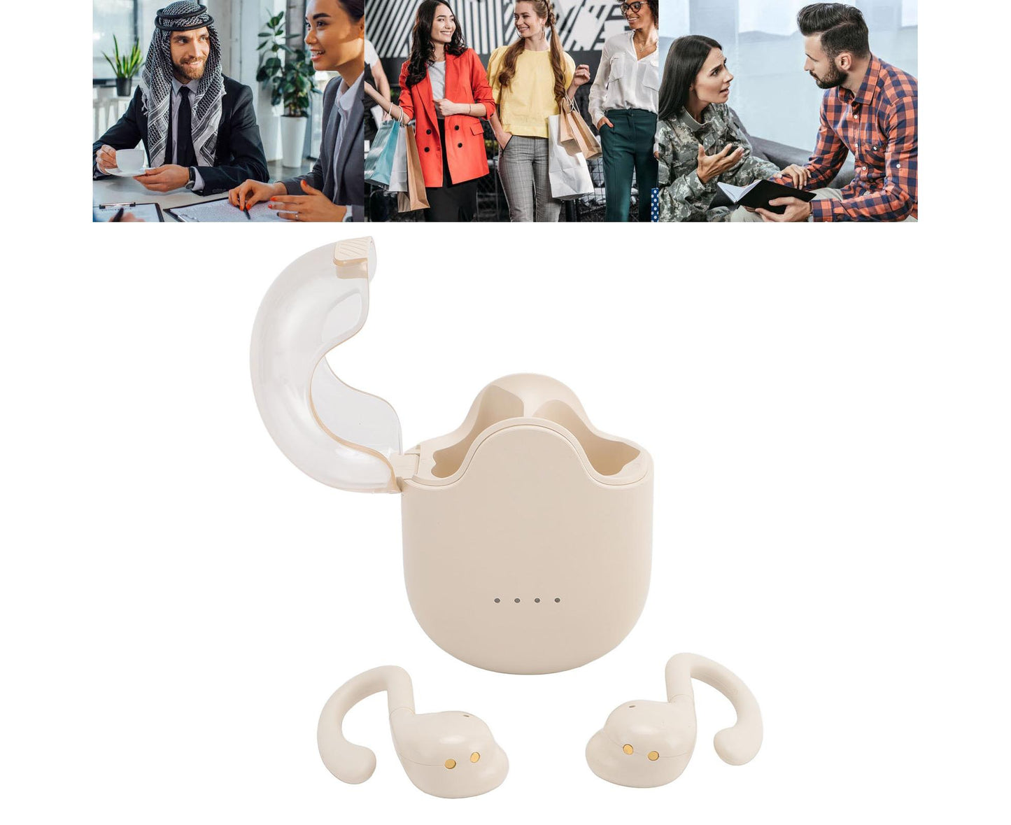 Language Translator Earbuds 144 Online Translation Languages Bluetooth 5.3 Device with APP for Android Music Playback Call White