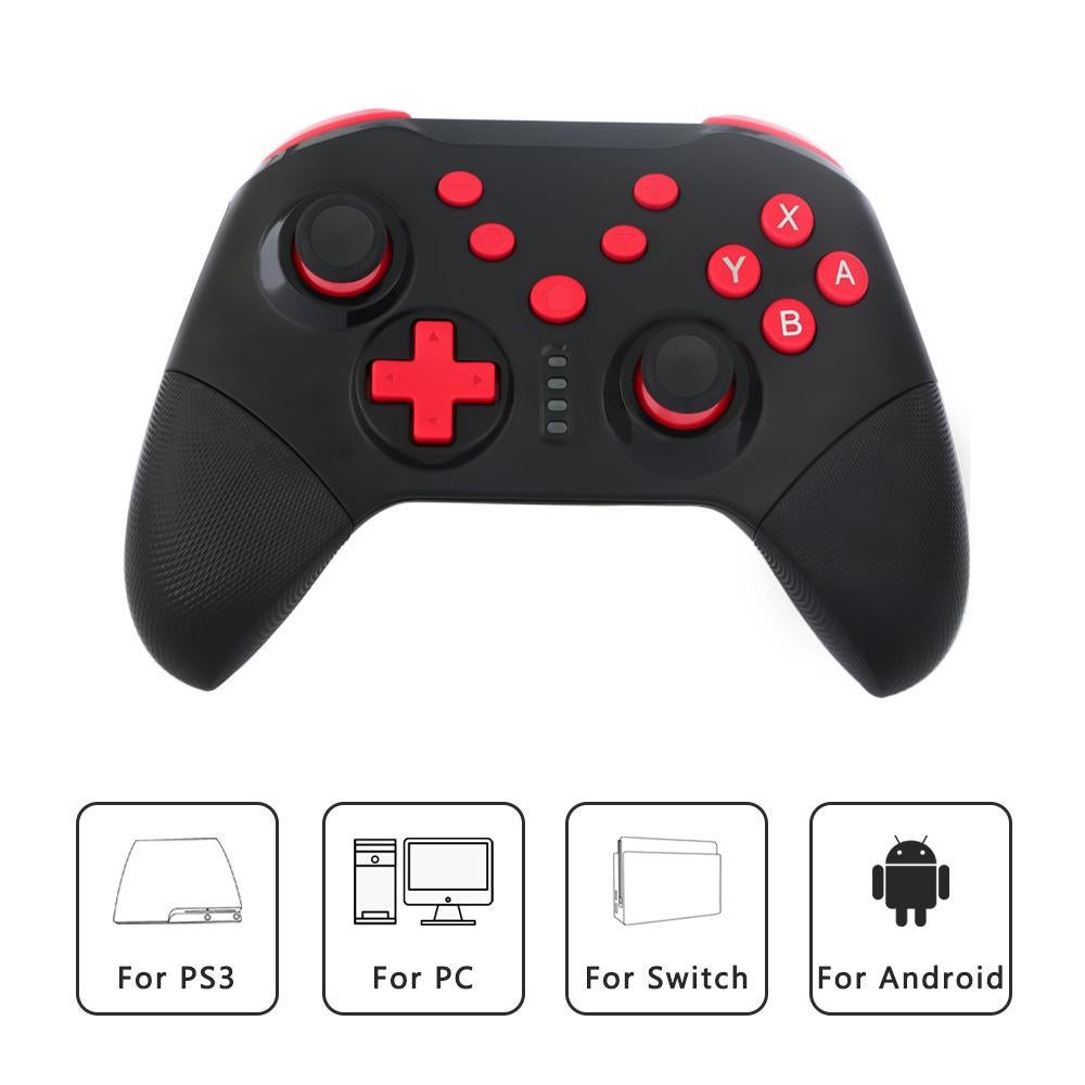 Wireless Game Controller for Switch,PC,Android & PS3 - Pro Gaming Gamepad with Bluetooth,Turbo & Vibration - Black Red