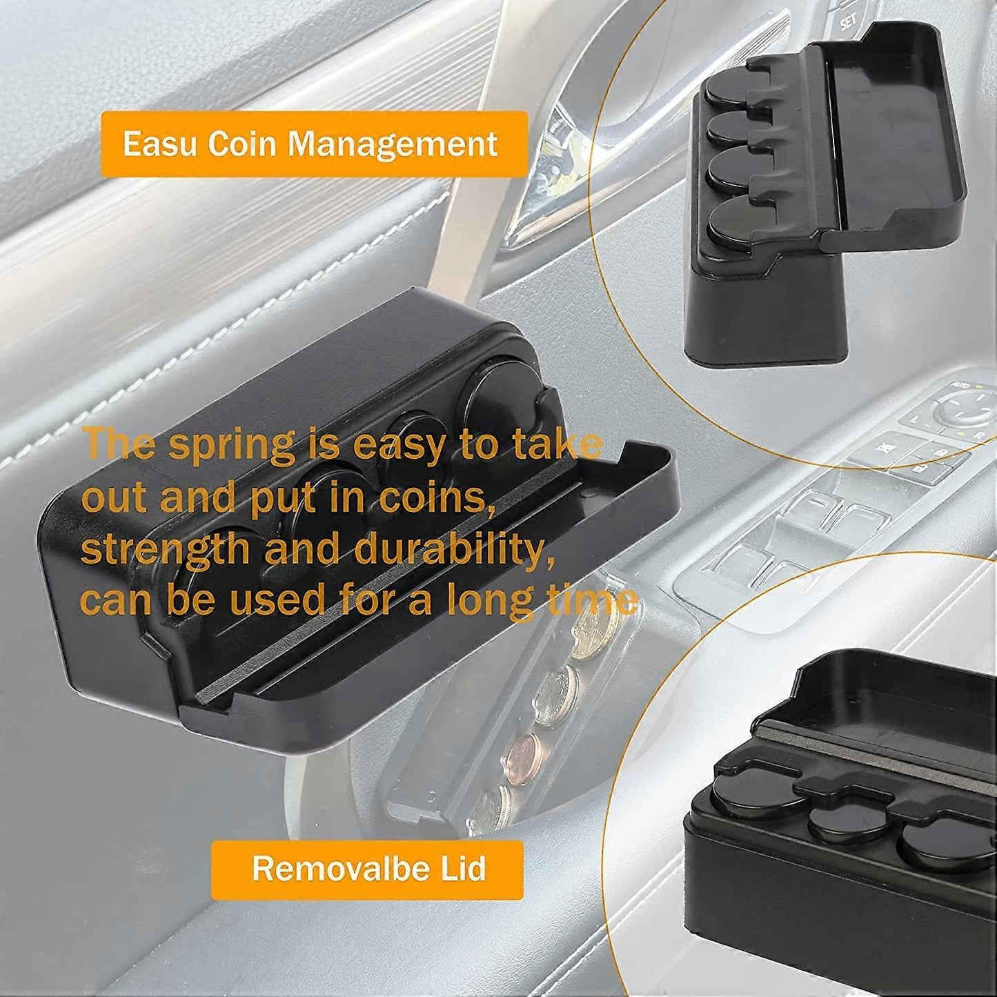 Universal Car Coin Change Organizer Compatible with Coins of Different Sizes, Car Interior Accessories