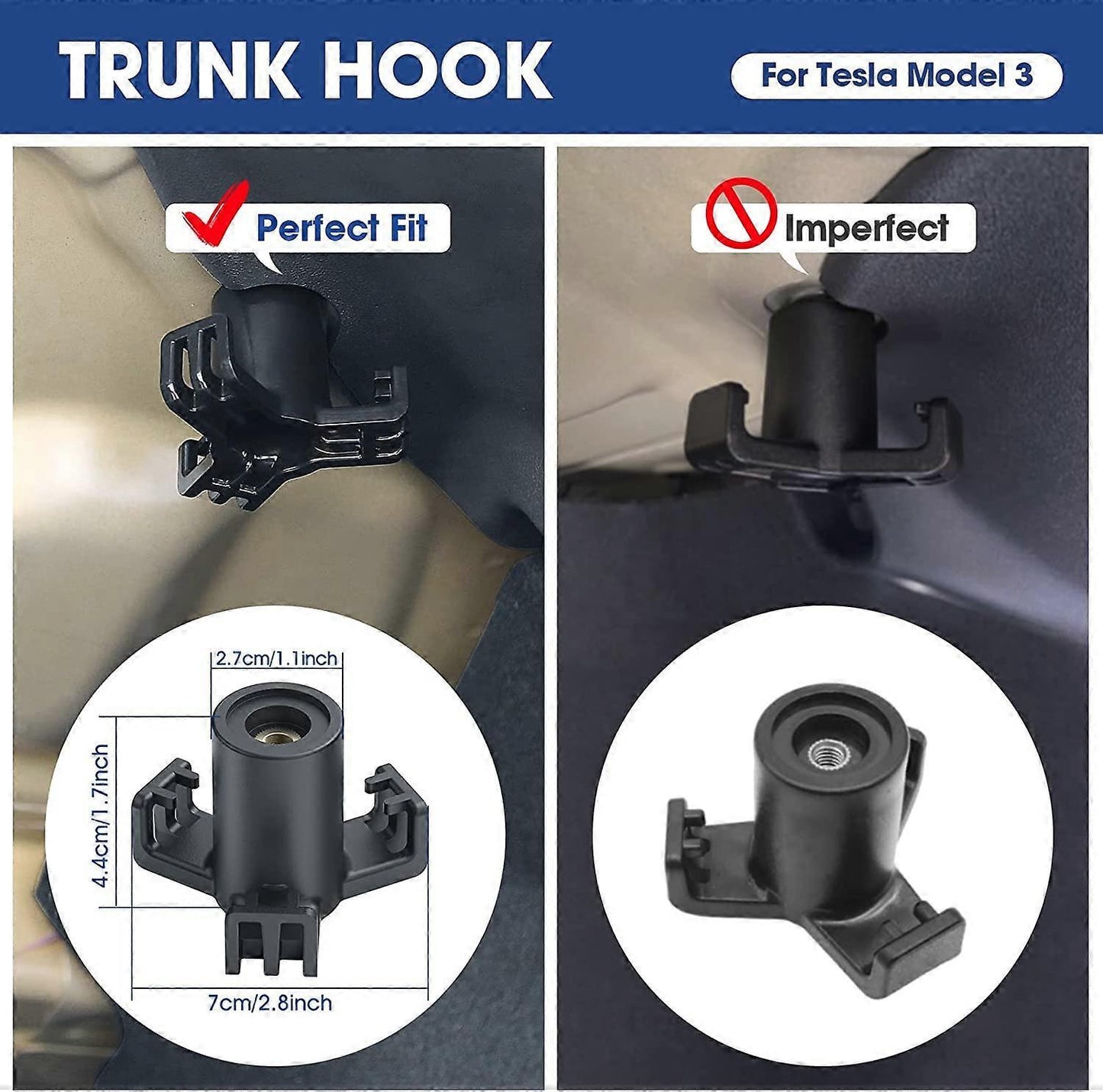 Piece ABS Trunk Hook for Tesla  Car Interior Modification Accessories Durable Trunk Organizer Behind - Grocery Bag Hanging Hooks (Model 3)