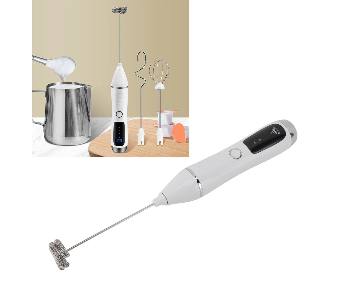 Handheld Electric Milk Frother, Wireless Portable Foam Maker for Coffee, Tea & Chocolate