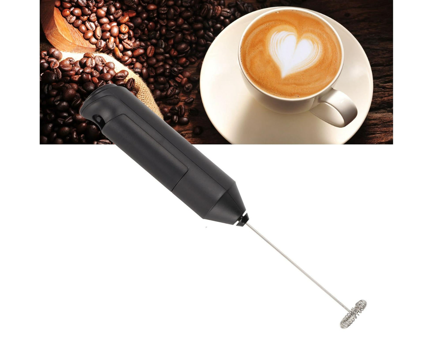 Stainless Steel Handheld Milk Frother, Electric Whisk & Drink Mixer with Bracket for Coffee