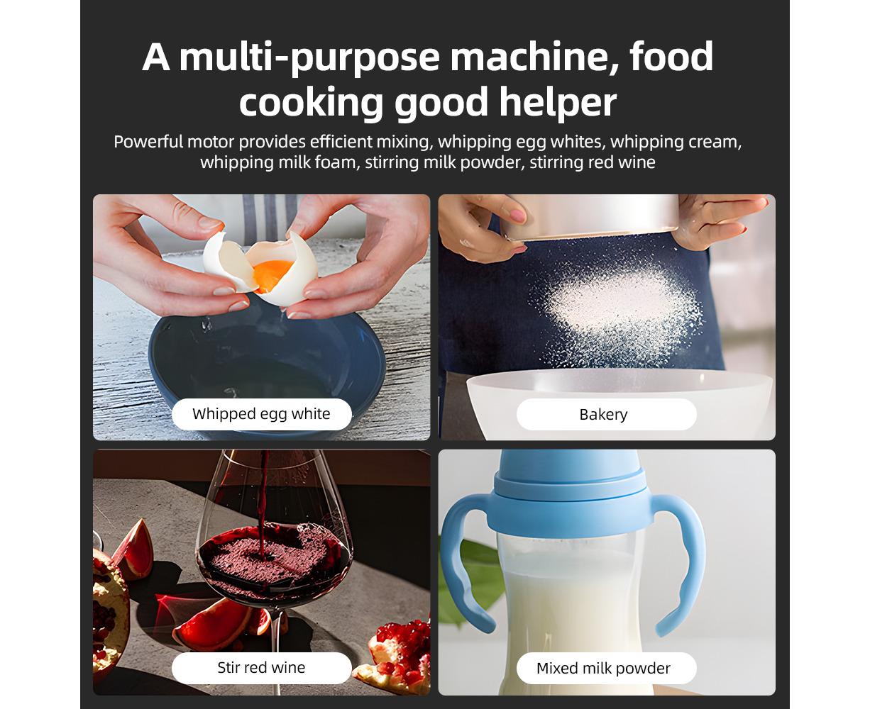 Electric Milk Frother, Rechargeable Handheld Foam Maker, 3 Adjustable Levels, Hangable & Foldable Whisk for Coffee