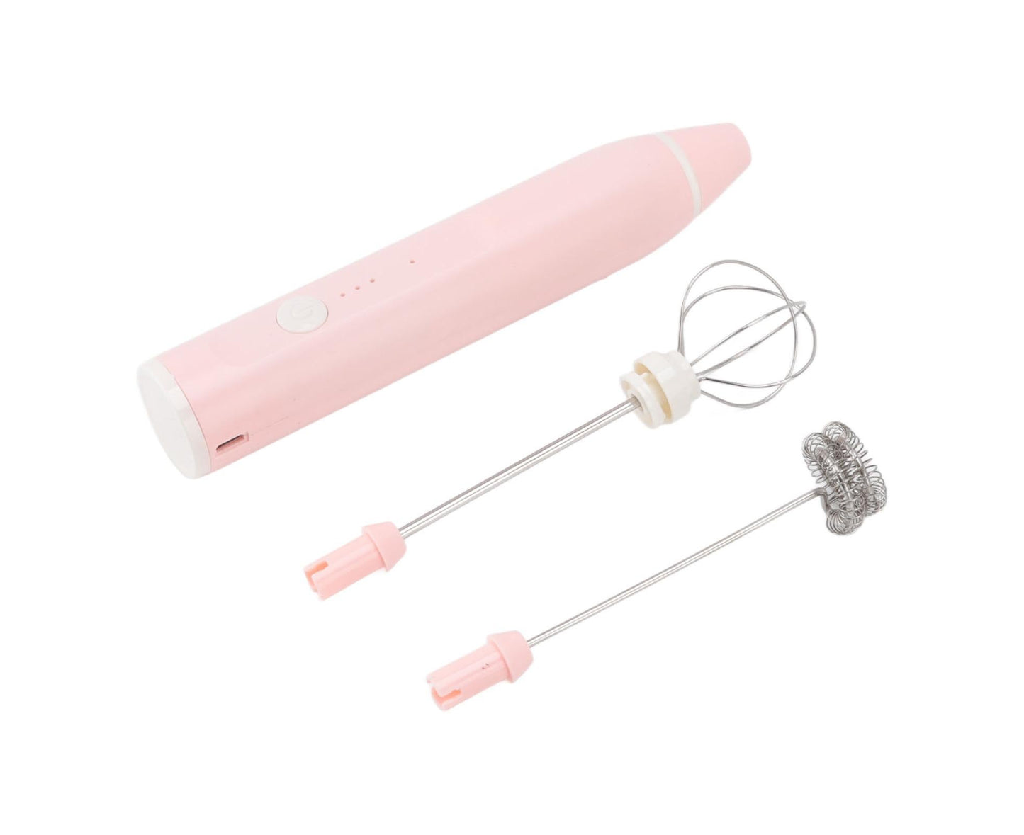 Mini Electric Stirrer, Cordless Multifunctional Eggbeater with 2 Heads for Home Coffee & Drinks, Pink