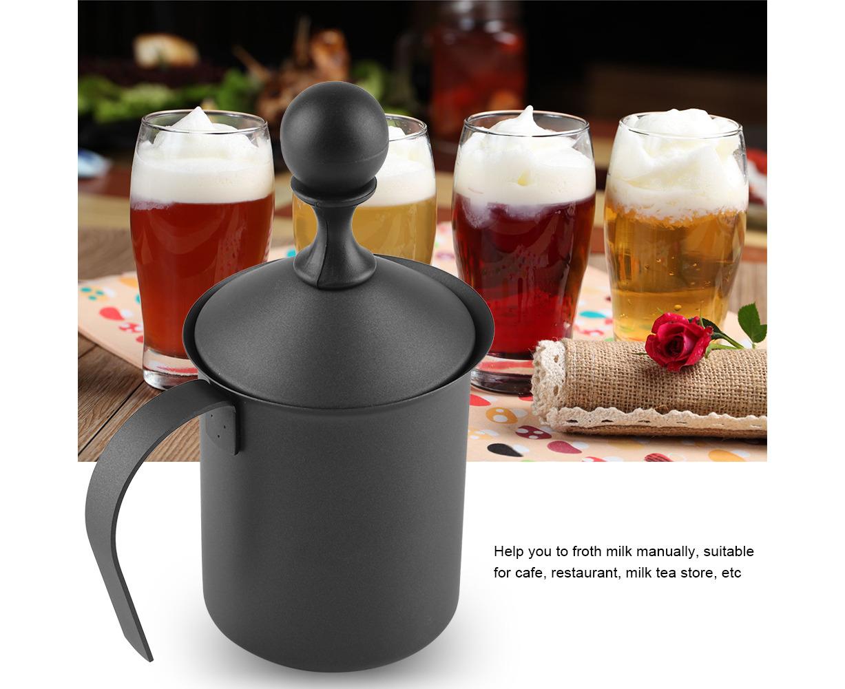 Stainless Steel Manual Double Mesh Milk Frother, Foam Maker for Coffee Decoration (400ml)