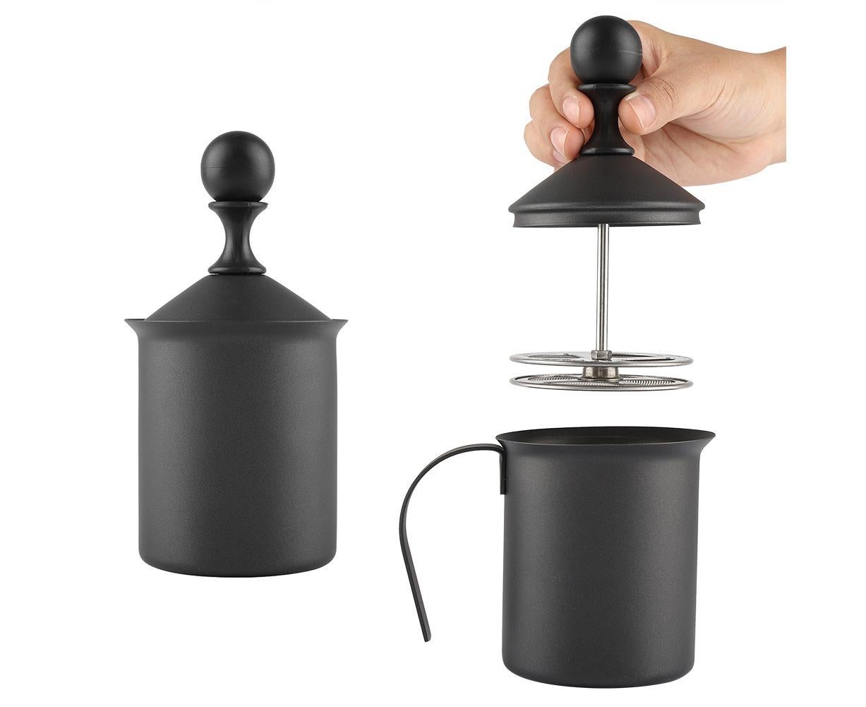 Stainless Steel Manual Double Mesh Milk Frother, Foam Maker for Coffee Decoration (400ml)