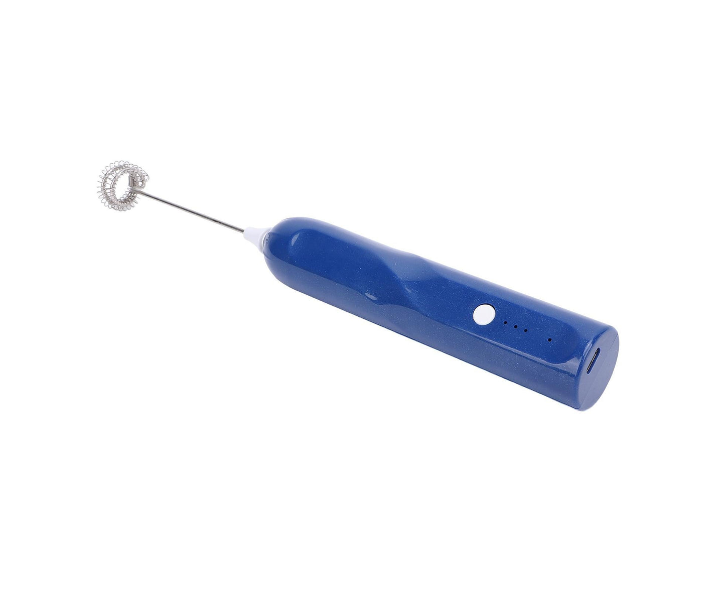 Rechargeable Milk Frother, Handheld Wand with 2 Whisk Attachments, Electric Drink Mixer & Foamer for Coffee & Egg, Blue