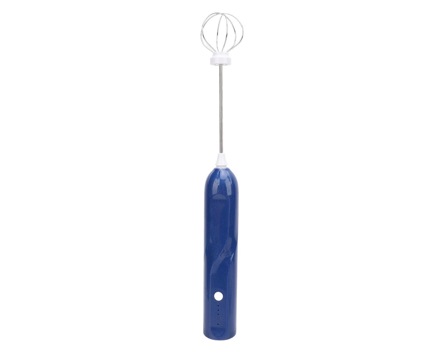 Rechargeable Milk Frother, Handheld Wand with 2 Whisk Attachments, Electric Drink Mixer & Foamer for Coffee & Egg, Blue