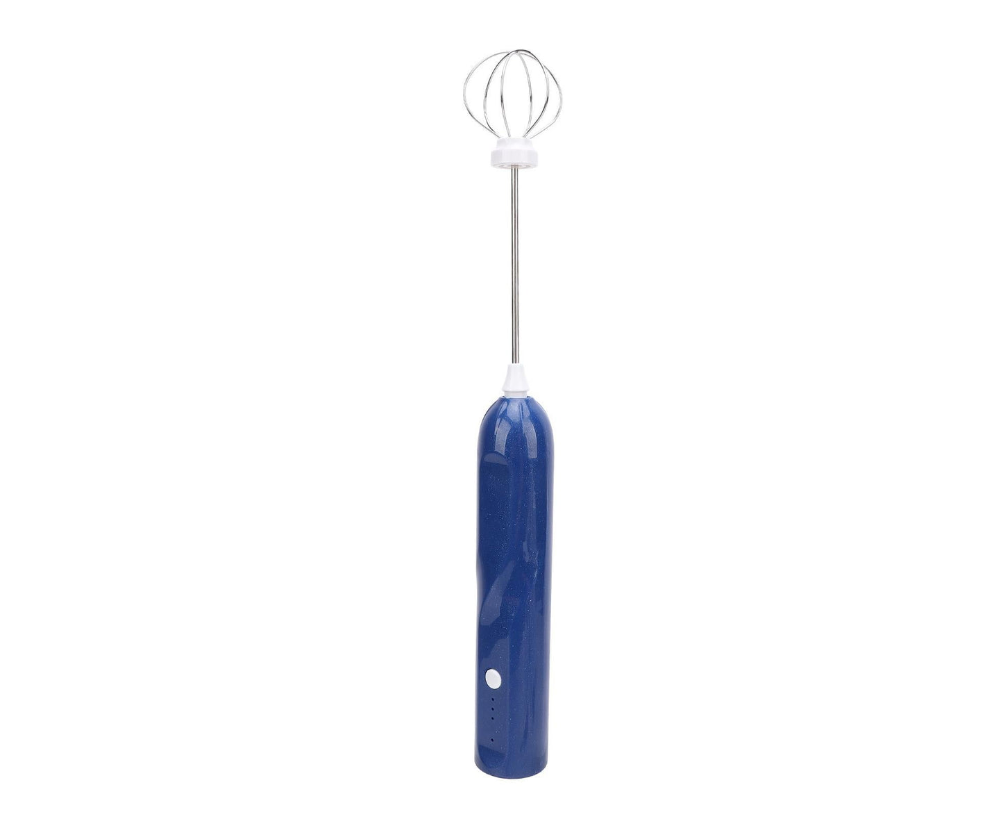 Rechargeable Milk Frother, Handheld Wand with 2 Whisk Attachments, Electric Drink Mixer & Foamer for Coffee & Egg, Blue