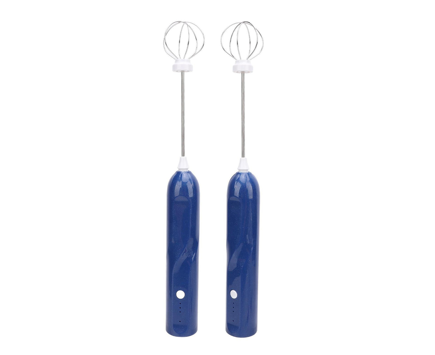 Rechargeable Milk Frother, Handheld Wand with 2 Whisk Attachments, Electric Drink Mixer & Foamer for Coffee & Egg, Blue