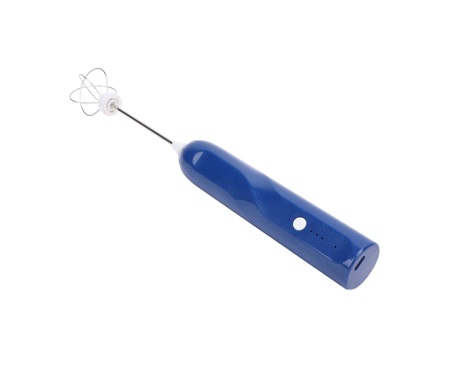 Rechargeable Milk Frother, Handheld Wand with 2 Whisk Attachments, Electric Drink Mixer & Foamer for Coffee & Egg, Blue