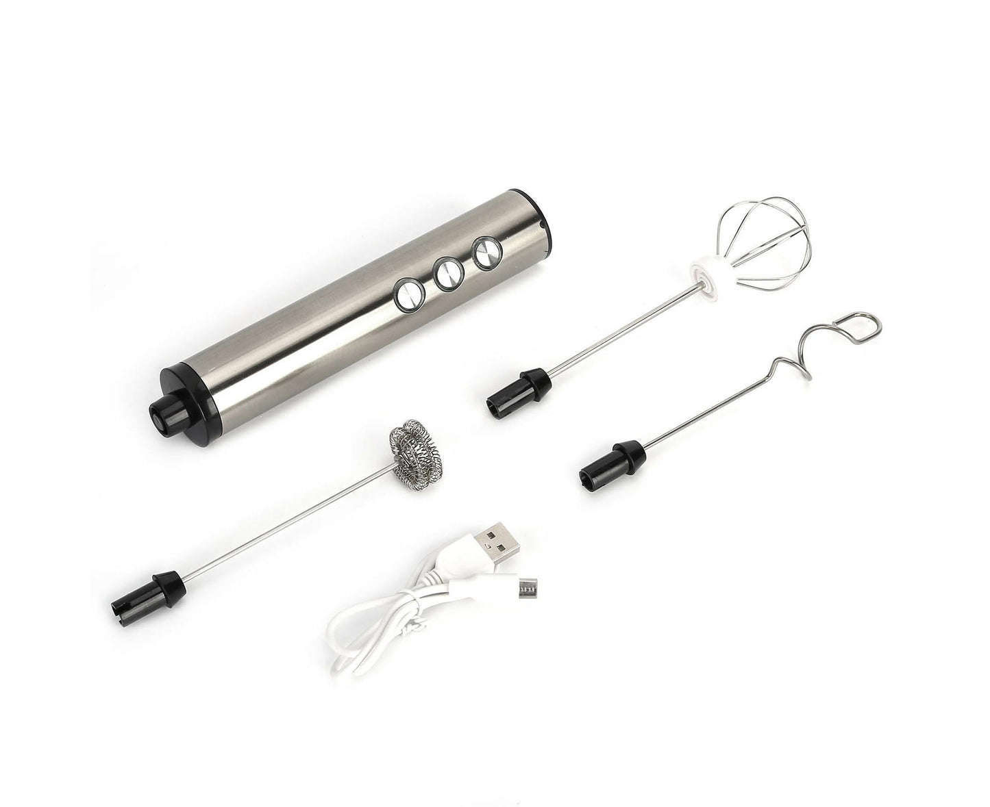 Stainless Steel Milk Frother, USB Charging, Handheld Electric Egg Beater for Home Kitchen