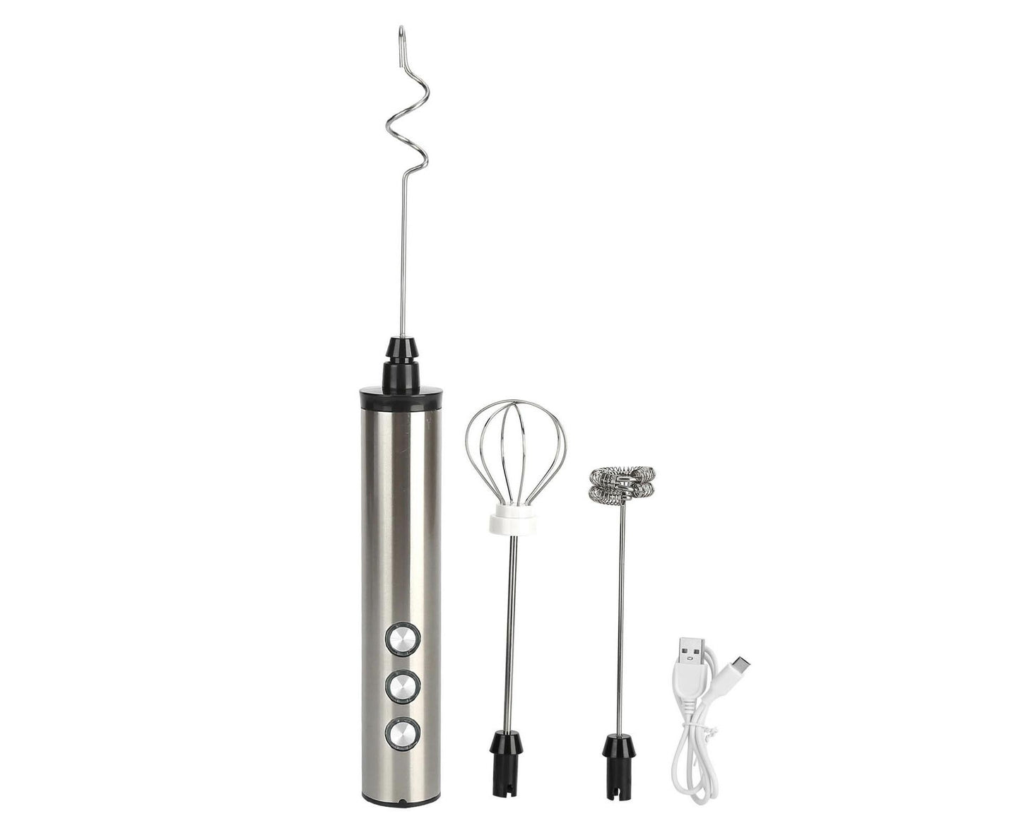 Stainless Steel Milk Frother, USB Charging, Handheld Electric Egg Beater for Home Kitchen
