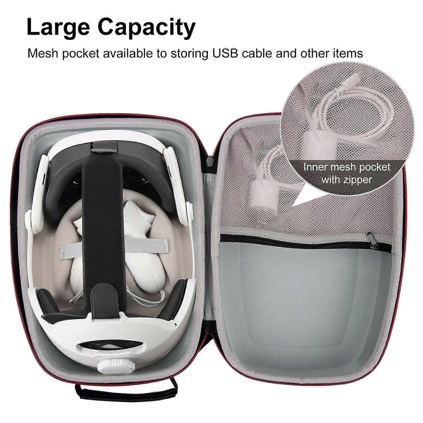 For Meta Quest 3 VR Headset Travel Hard Case EVA Storage Box+Eye Patch