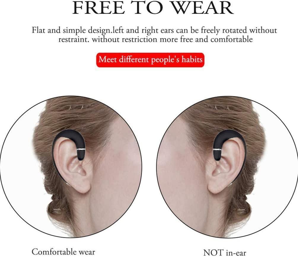 Ear Hook Wireless Headphone - Non Ear Plug - Noise Cancelling Single Ear Headset with Case