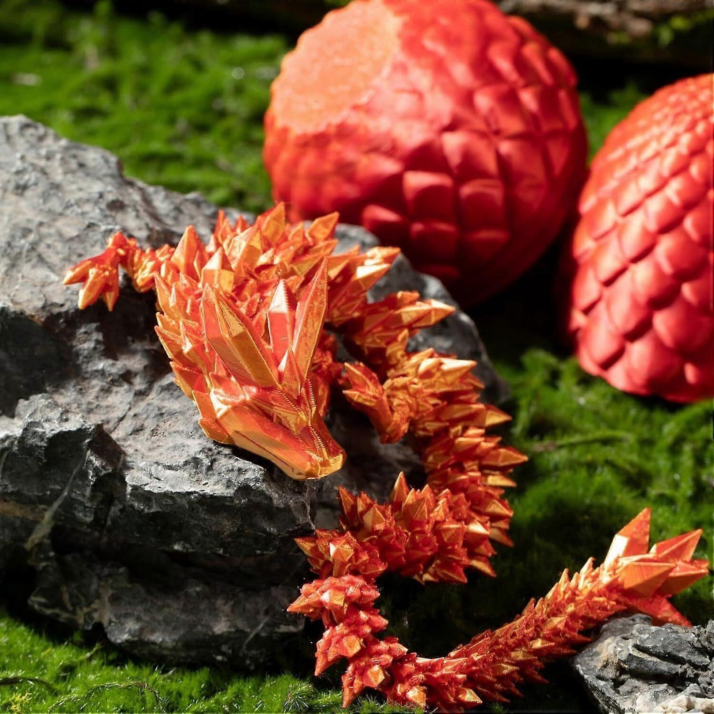 3D Printed Dragon in Egg, Full Articulated Dragon Crystal Dragon with Dragon Egg