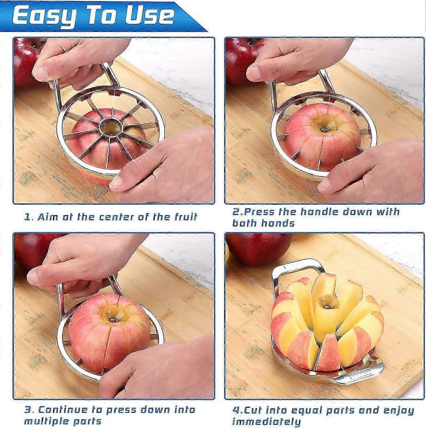 Stainless Steel Apple Cutter - 10-Wedge Slicer & Corer