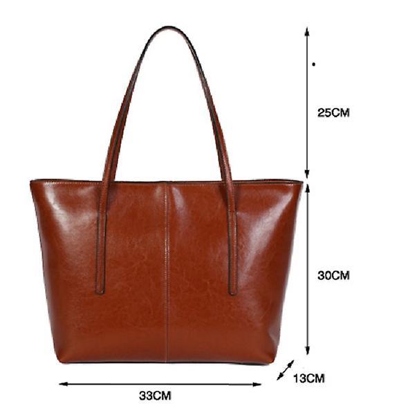 Women's Leather Tote Bag Cowhide Shoulder Bag or Handbag - Black