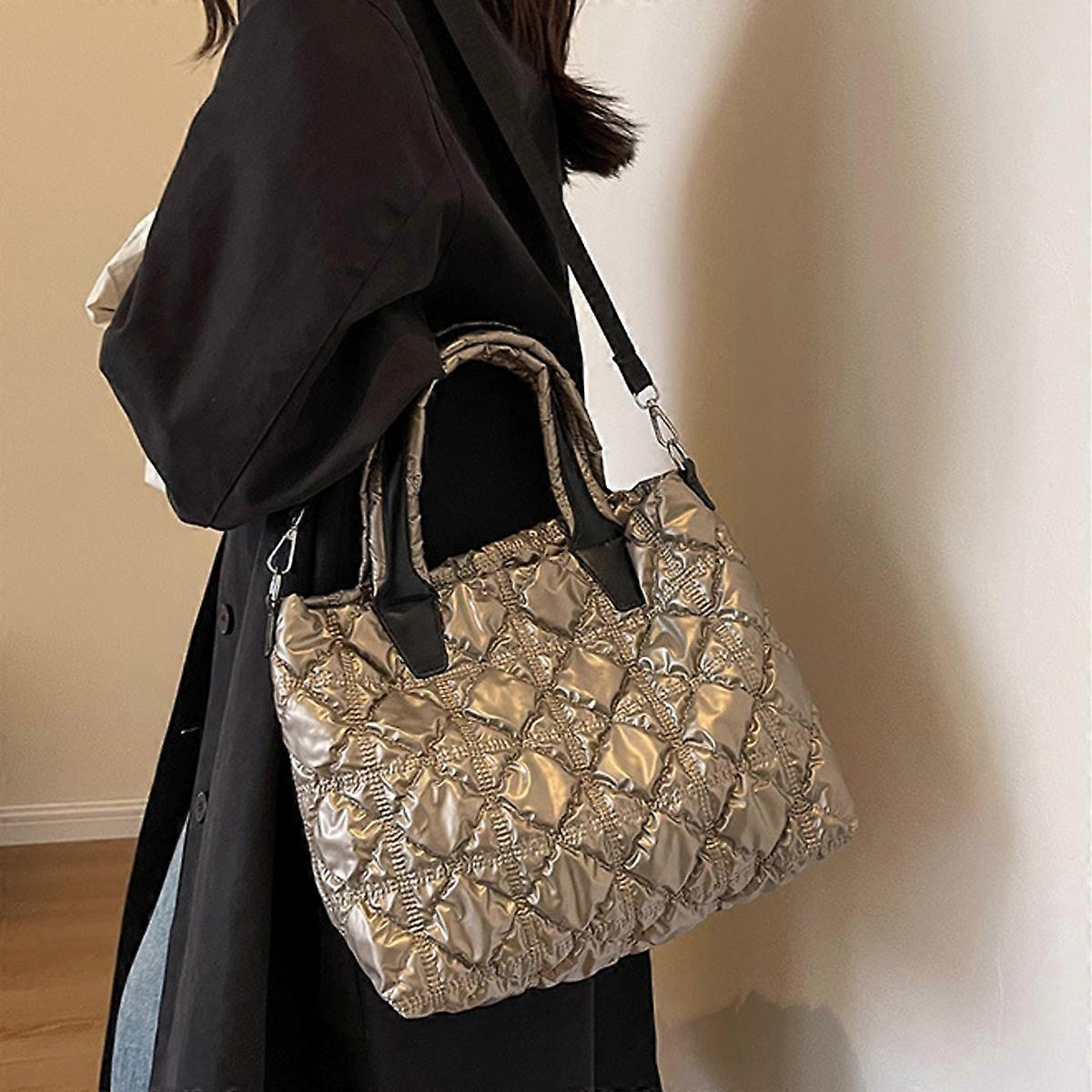 Women's Puffer Tote Quilted Crossbody Puffy Bag Quilted Tote Bag