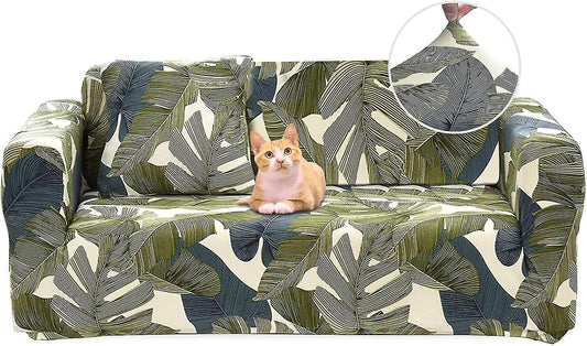 2 Seater Sofa Cover Elastic Spandex Sofa Cover with Armrests - Green 145-185cm