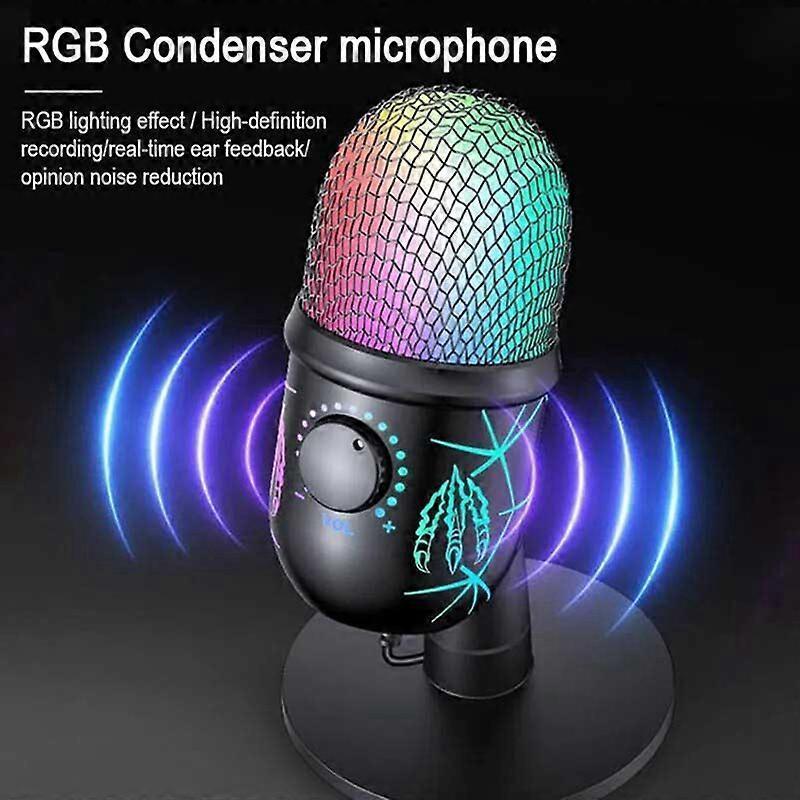 RGB USB Condenser Microphone - Gaming Laptop Recording Microphone