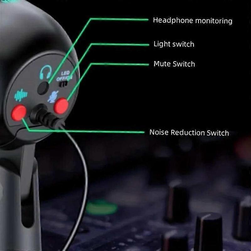 RGB USB Condenser Microphone - Gaming Laptop Recording Microphone