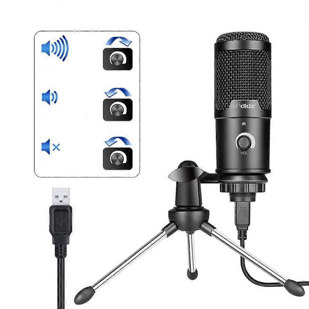 USB Metal Condenser Microphone - Professional Recording Mic for PC/Laptop