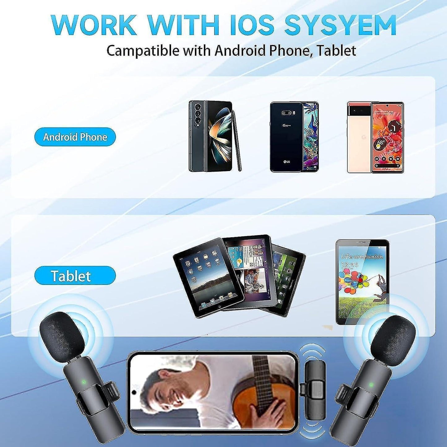 Mini Wireless Microphone - Mic for Android, Laptop, Type-C Devices