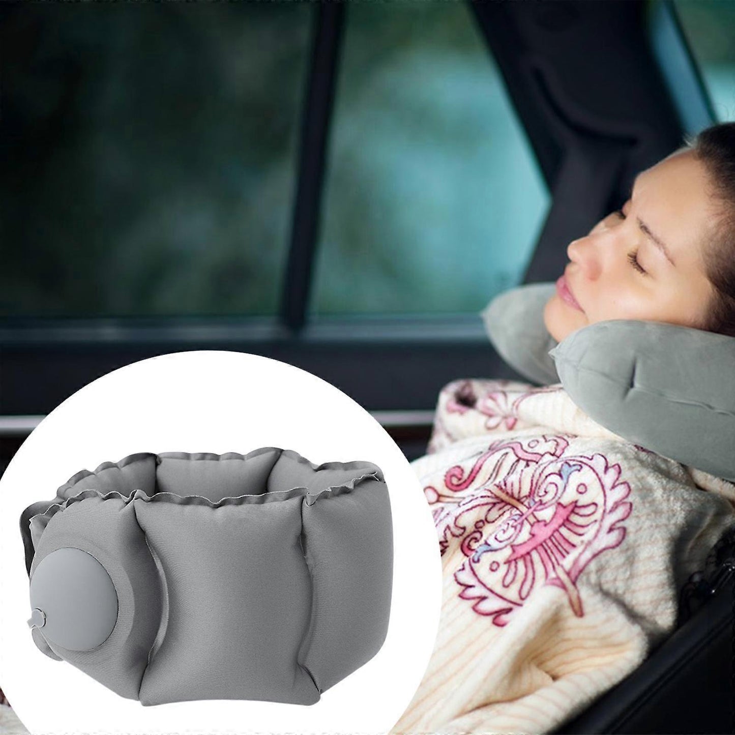 Adjustable Inflatable Neck Pillow - Travel Pillow for Airplane,Car,or Home Rest