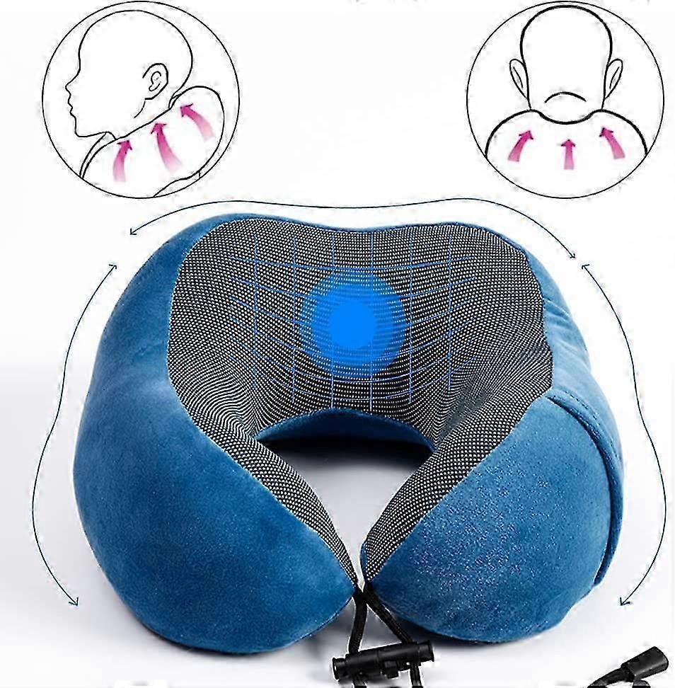 Comfy Memory Foam Travel Pillow for Airplane Car - Blue