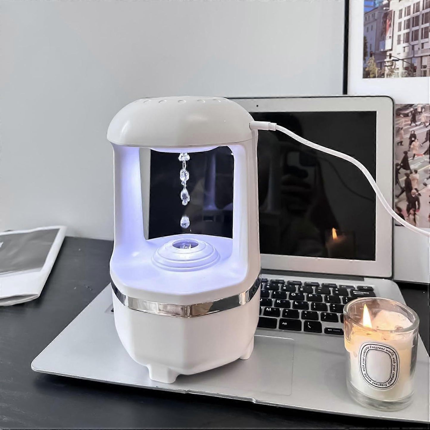USB Air Humidifier for Bedroom, Small Travel Quiet Humidifier for Office Desk