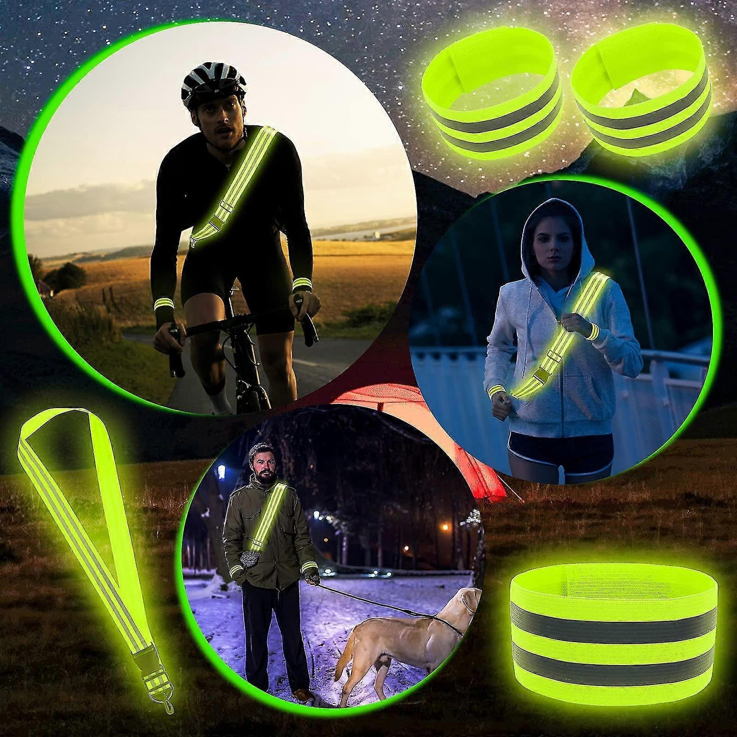 5pcs Reflective Sash, High Visibility Running Gear for Reflective Vest and Accessories