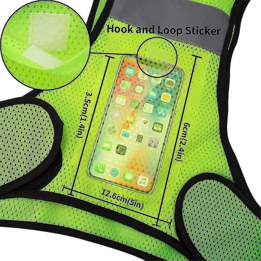 Fluorescent Yellow Reflective Vest with Pocket, High Visibility Sports Gear