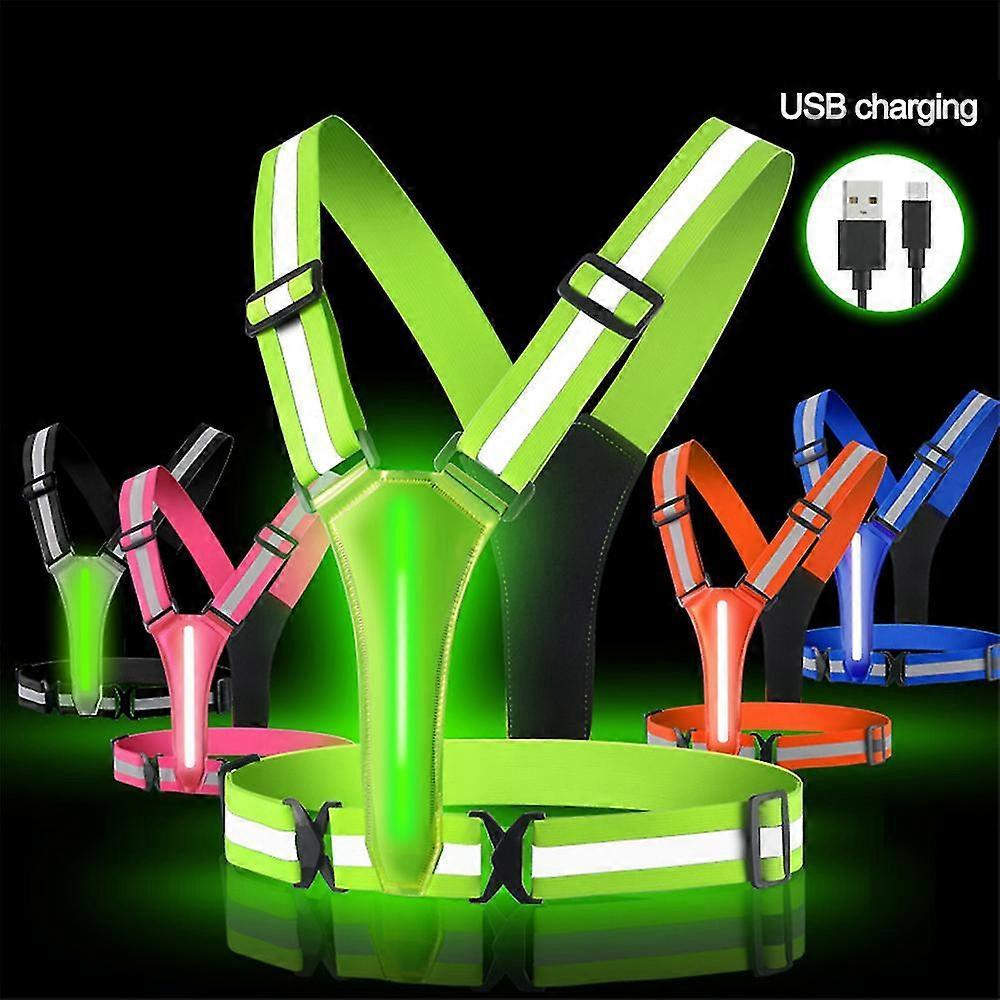 LED Reflective Vest, High Visibility Light Up security Gear for Night Running & Cycling