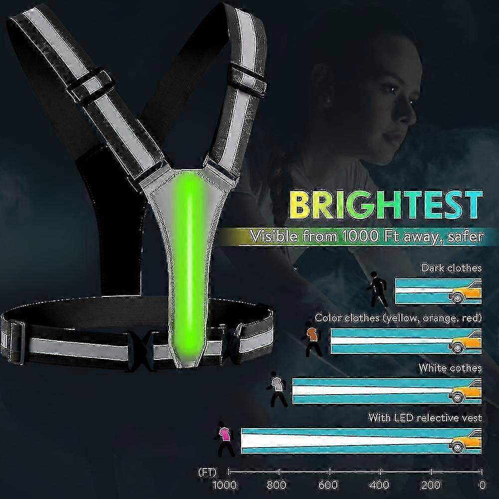 Light Up Reflective Running Vest, Night security Gear for Jogging & Walking