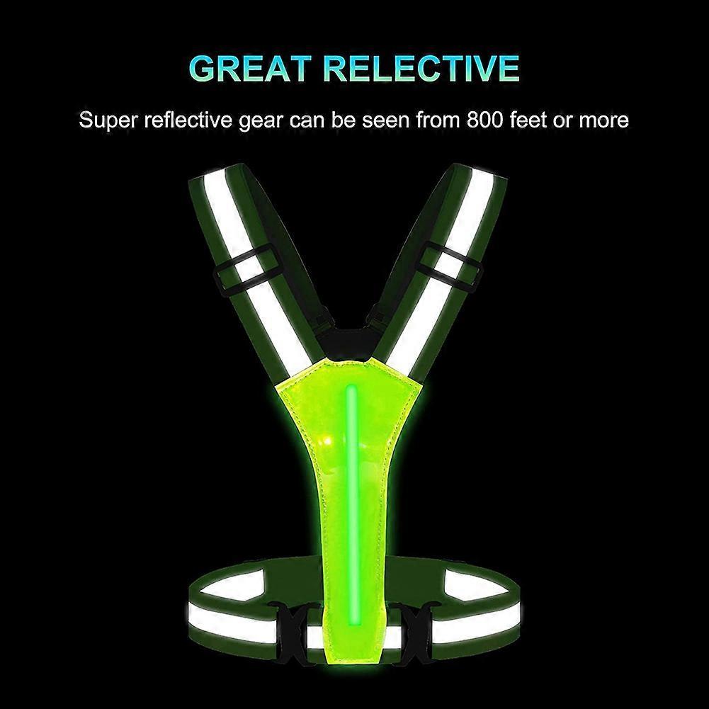 USB Rechargeable LED Vest, Reflective Running Gear for Night Jogging & Cycling