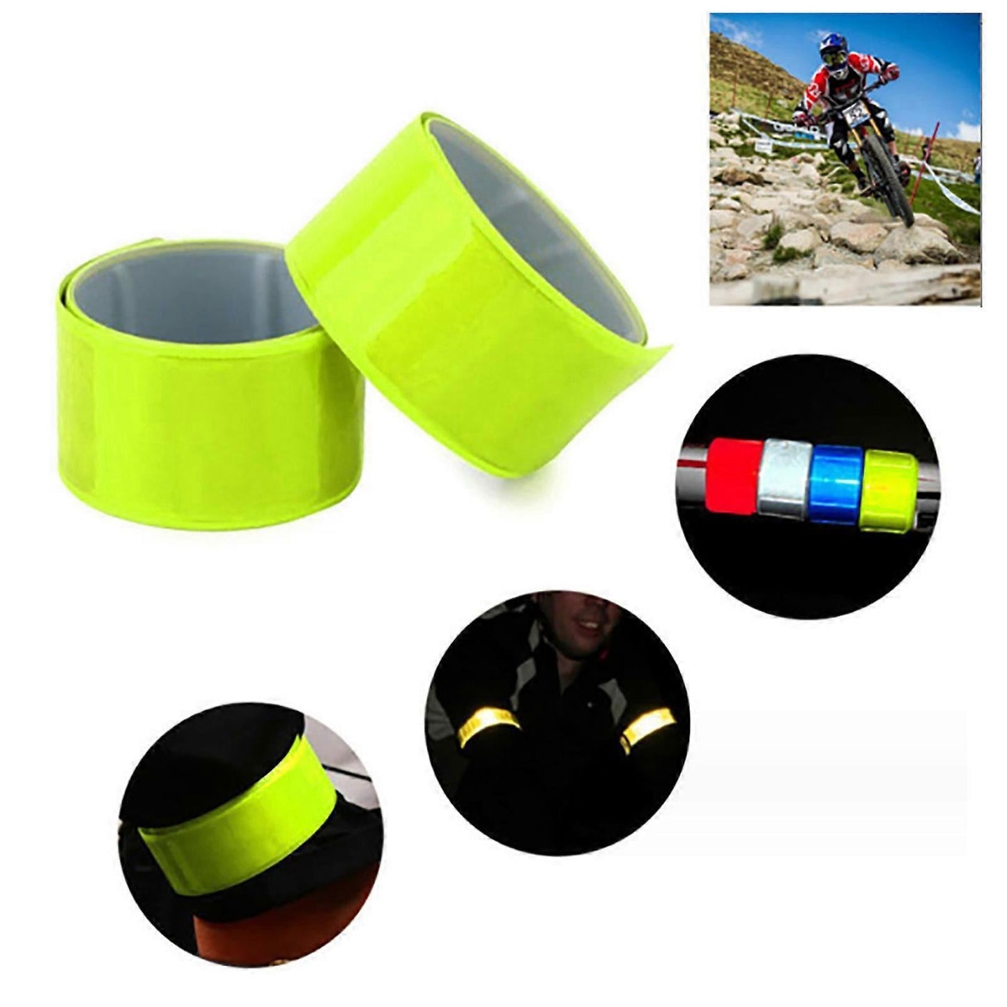 Reflective Armbands, High Visibility security Gear Wrist & Ankle Straps - 4 Pack White