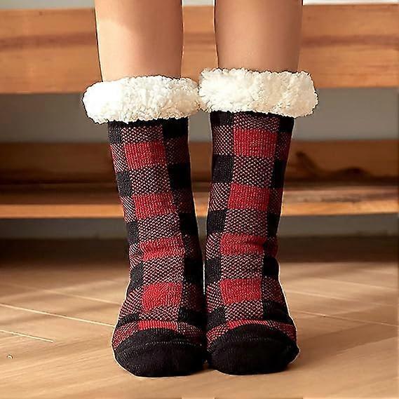 Women's Non-Slip Fluffy House Socks Thick Knitted Bed Socks Winter Warm Plush Socks