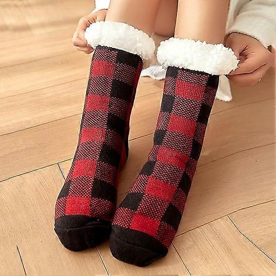 Women's Non-Slip Fluffy House Socks Thick Knitted Bed Socks Winter Warm Plush Socks