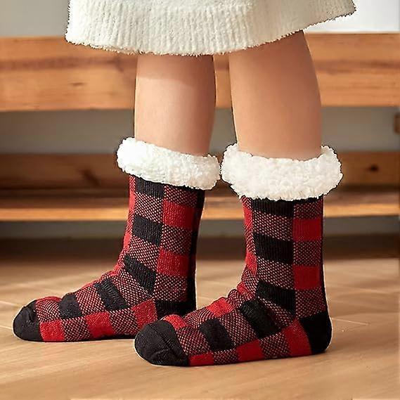 Women's Non-Slip Fluffy House Socks Thick Knitted Bed Socks Winter Warm Plush Socks